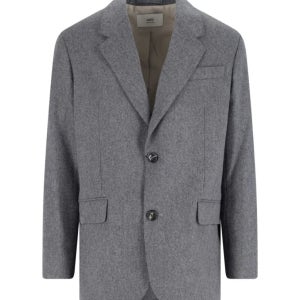 아미 그레이 버진 울 싱글 브레스트 블레이저 클래식 single breasted grey virgin wool blazer with classic lapel 88 157754624