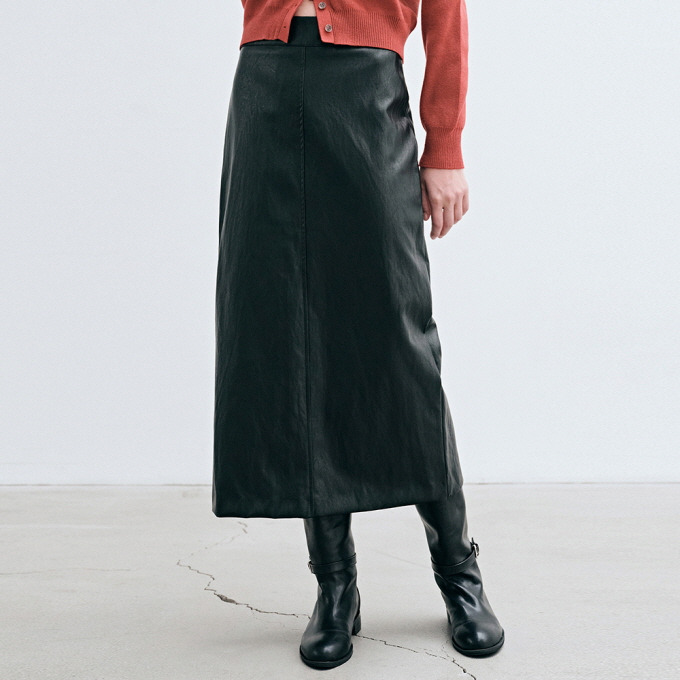 FAUX LEATHER LONG SKIRT