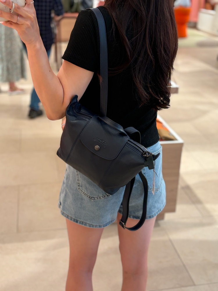 롱샴 르 플리아쥬 뀌르 레더 탑핸들 백팩