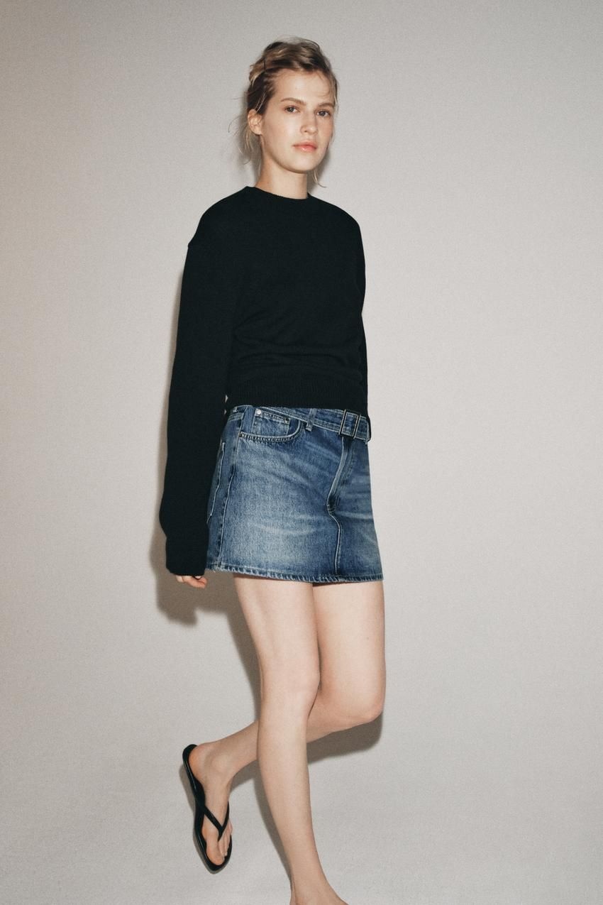 ZARA ZW 컬렉션 데님 미니 스커트 - 블루 4001/043/400