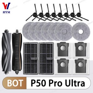 모바 P50 Pro 울트라 / P50 울트라 로봇 진공 청소기 액세서리 메인 사이드 브러시 걸레 천 HEPA 필터 먼지 봉투 예비 부품
