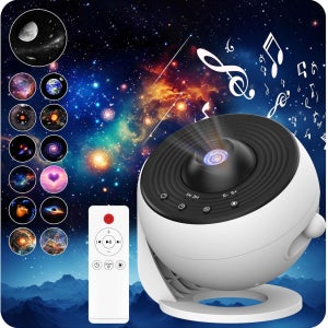 13-in-1 스타 프로젝터 프로 360 °   회전식 HD 갤럭시 프로젝터 프로, 리모컨 화이트 노이즈 기능, 블루투스 스피커 포함
