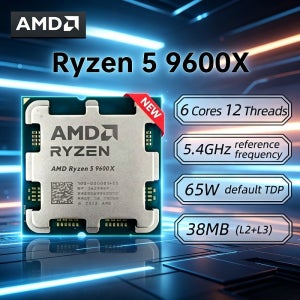 AMD Ryzen 5 9600X R5 9600X 100% 새제품 5.4GHz 6코어 12스레드 새 DDR5 L3=32M 4NM 65W 프로세서 소켓 AM5 (팬 미포함)