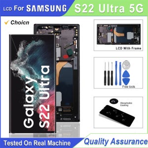 삼성 갤럭시 S22 울트라 5G용 슈퍼 AMOLED LCD, 갤럭시 S22 울트라 5G용 LCD 스크린 터치 디지타이저 어셈블리 교체 부품