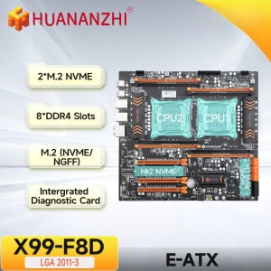 HUANANZHI X99 F8D LGA 2011-3 XEON X99 마더보드 콤보 키트는 인텔 듀얼 CPU E5 2680 2695 2667 2696 V3 V4 DDR4 RECC N