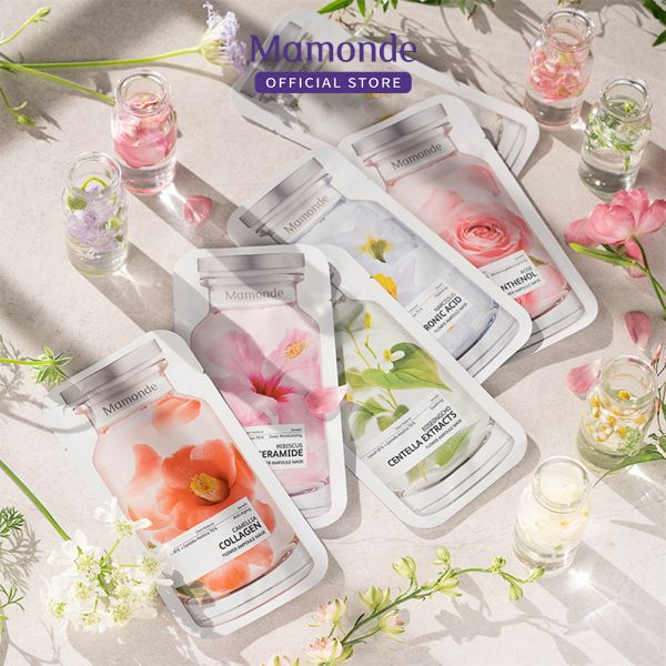 [본사직영] 마몽드 플라워 앰플 마스크팩 23ml 10매+5매(수분충전 병풀 원단 시트)  캐모마일 10매