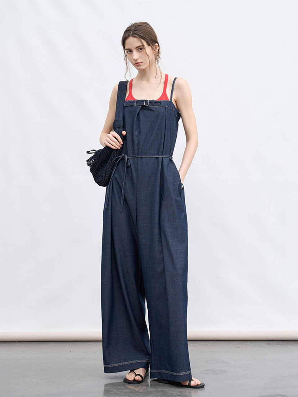 TG_Denim wide leg jumpsuit