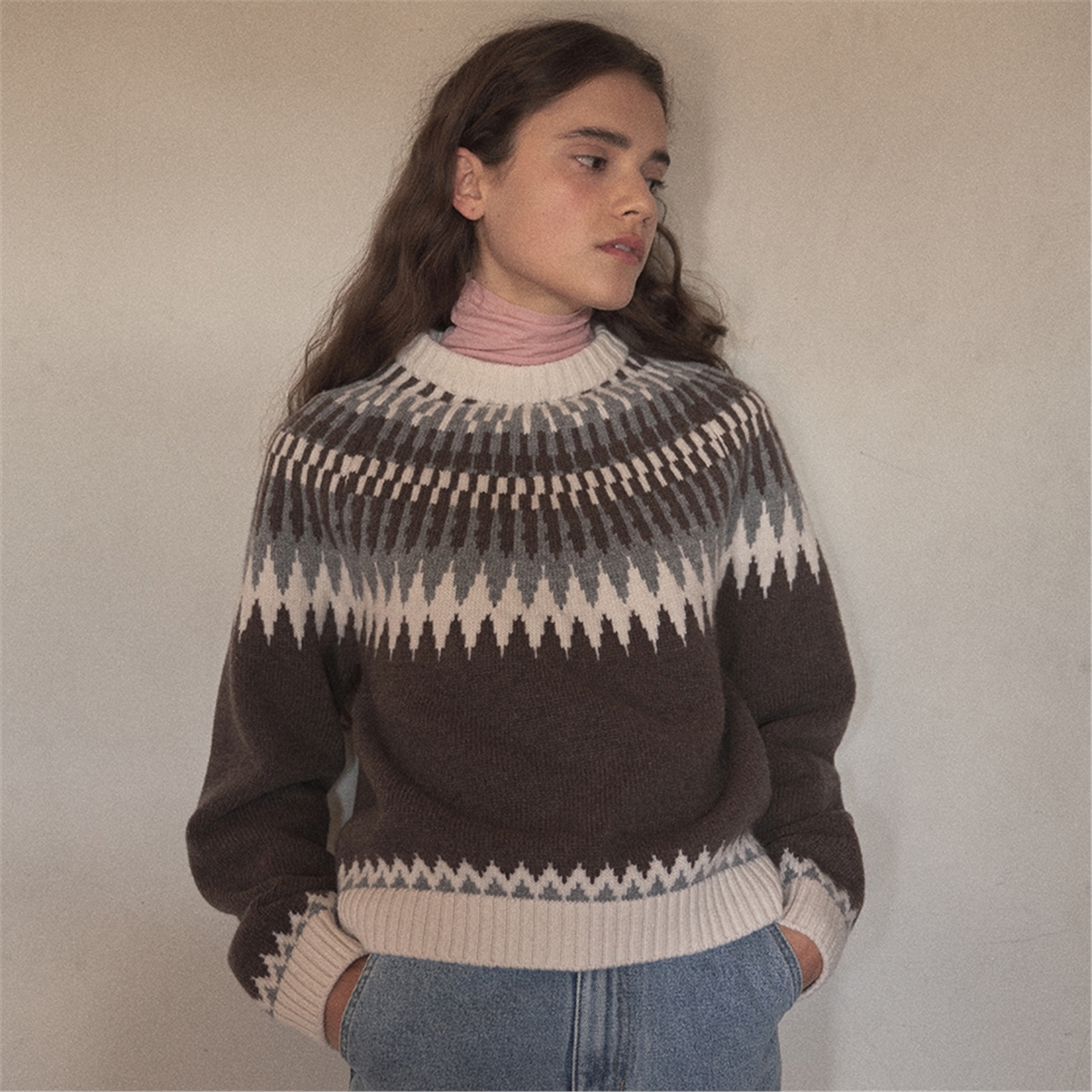 블랭크공삼 wool fair isle sweater