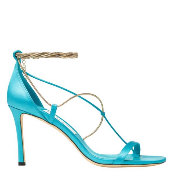 [지미추] Oriana 75 Gold Chains Satin Sandals
