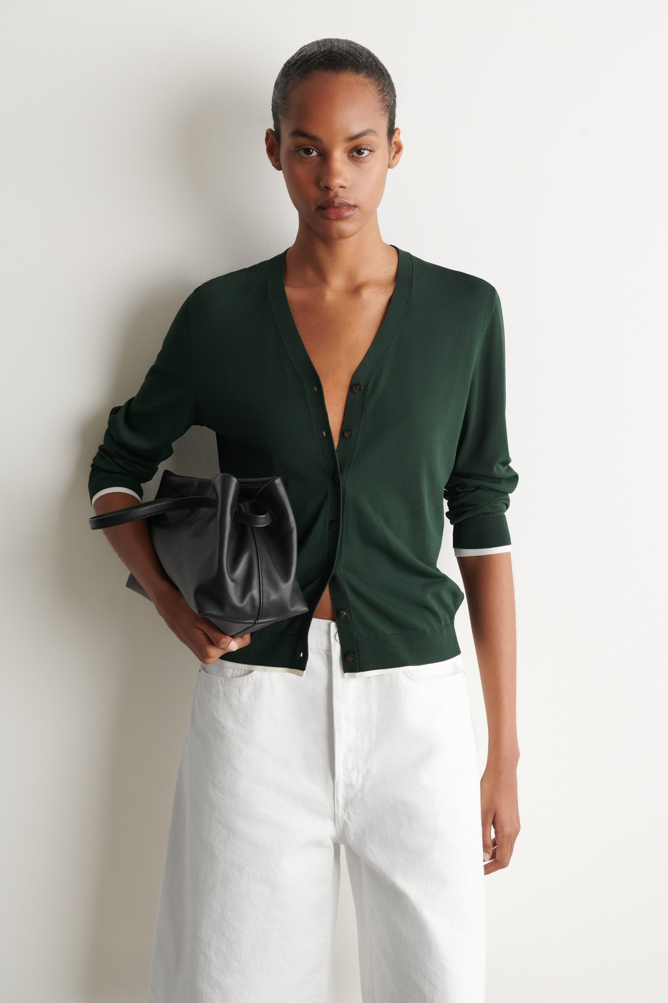 코스 여성 V넥 니트 카디건 1352385001 브이넥 가디건 LAYERED DETAIL KNITTED V NECK CARDIGAN 157805121