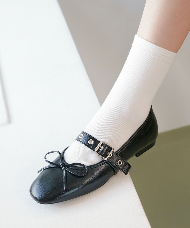 기호 KHIHO BUCKLE STRAP BALLERINA FLAT / BLACK