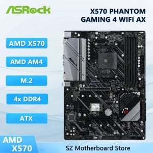 ASRock X570 팬텀 게이밍 4 WiFi ax 마더보드 AM4 AMD X570 DDR4 128GB 하이퍼 M.2 ATX 지원 Ryzen 5 5600X 4100 1600 360