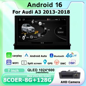 안드로이드 16 터치스크린 7인치 아우디 A3 2013-2018 차량용 액세서리 자동차 카플레이 모니터 멀티미디어 오디오 비디오 라디오 플레이어