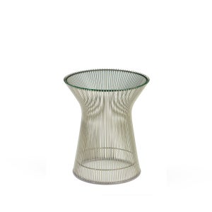 Knoll [국내재고] 플래트너 라운드 사이드 테이블 40xH46 - 베이스 마감: 폴리쉬드 니켈 / 탑: 클리어 글래스 / 탑 표면 마감: - 16400479060313