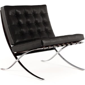 Knoll [국내재고] 바르셀로나 - 가죽 암체어 - 버전: 바르셀로나 릴렉스 체어 / 크롬 프레임 / Upholstery: 베네치아 가죽 | 블랙 (01) 164004792241