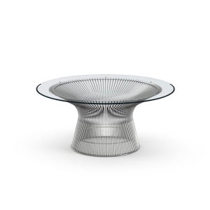Knoll [국내재고] [26년 8월 입고예정] 플래트너 라운드 커피 테이블 91.5xH38.5 - 베이스 마감: 폴리쉬드 니켈 / 탑: 클리어 글래스 / 탑 표면 마감: - 16