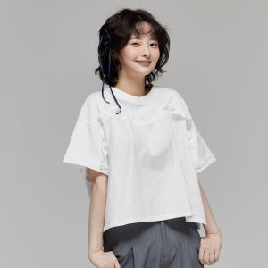 피피라핀 러플장식 블라우스형 반팔 티셔츠