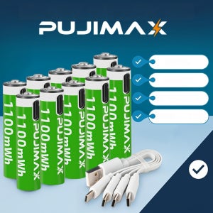 PUJIMAX 12/8/4/2개입 AAA 1.5V 1100Mwh 충전식 리튬 배터리 (배터리 케이스 및 Type-C 충전 케이블 포함), 안정적인 전압, 고성능, 리모컨, 알람
