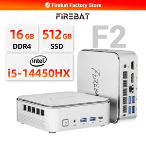 파이어뱃 F2 미니 PC 인텔 코어 I5-14450HX 10코어 16스레드 윈도우 11 16GB DDR4 RAM 512GB PCIe SSD WiFi 6 BT5.2 트리플 디스플레이