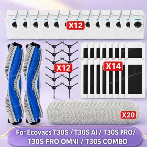 적합 모델: (Ecovacs DEBOT T30S / T30S AI / T30S COMBO / T30S PRO / T30S PRO OMNI) 부품: 메인 브러시, 사이드 브러시, 필