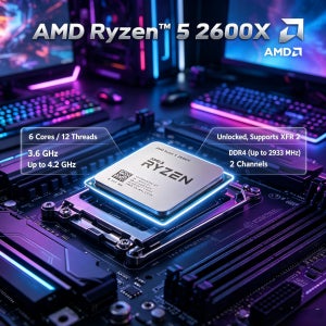 AMD 라이젠 5 2600X 6코어 12스레드 CPU 4.2GHz 부스트 속도 AM4 95W 게이밍 멀티태스킹 데스크탑 프로세서 OEM 유닛
