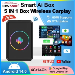 안드로이드 14 4+64G 무선 CarPlay Ai 박스 코완킷 스마트 5 in 1 HDMI 플러그 앤 플레이 안드로이드 오토 카 TV 박스 넷플릭스 유튜브 2026 지원