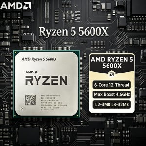 AMD 라이젠 5 5600X 언락 R5 5600X 4.6GHz 6코어 12스레드 AMD 데스크탑 게이밍 CPU (패키지/소켓 AM4 미포함)