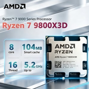 AMD 소켓 AM5 라이젠 7 9800X3D 8코어 16스레드 4.7GHz R7 9800X3D DDR5 4NM L3=96M 프로세서 120W 팬 미포함