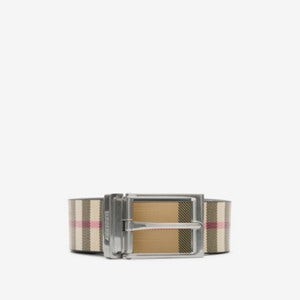 Burberry 리버시블 체크 벨트 , 크기: 95, 아카이브 베이지/블랙