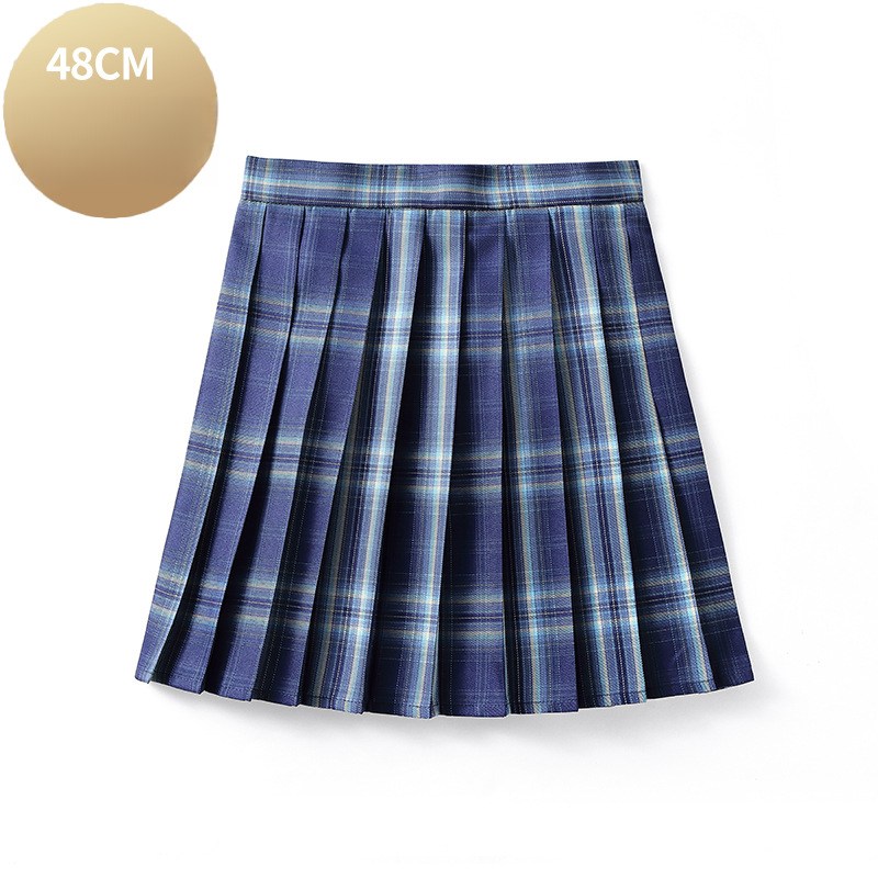 Yellwell파스텔 블루 체크 플리츠 미니스커트 여성용 가을 하이웨스트LYT  XS  [48CM] 인터스텔라 블루 체크(스커트)