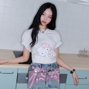 [키르시] 키르시 X 챠미키티 루즈핏 티셔츠 [멜란지 그레이]