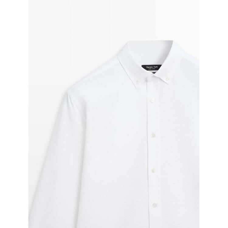 마시모두띠 100% 코튼 레귤러 핏 Oxford 셔츠 White 1988/289