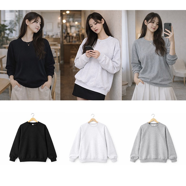 VERIT 빅사이즈 맨투맨 데일리 루즈핏 긴팔 티셔츠