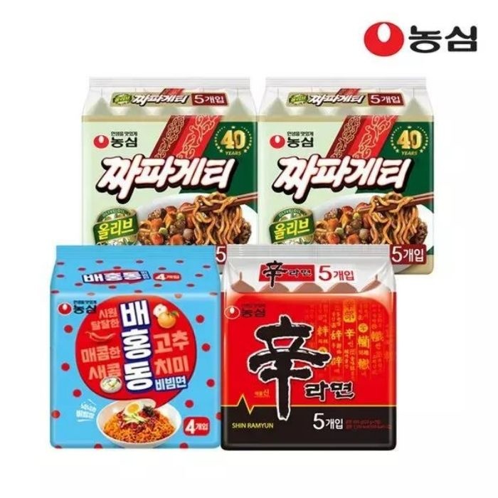 (타임딜)농심 신라면 10개+짜파게티 5개+배홍동 4개 (10,900원) (무료)