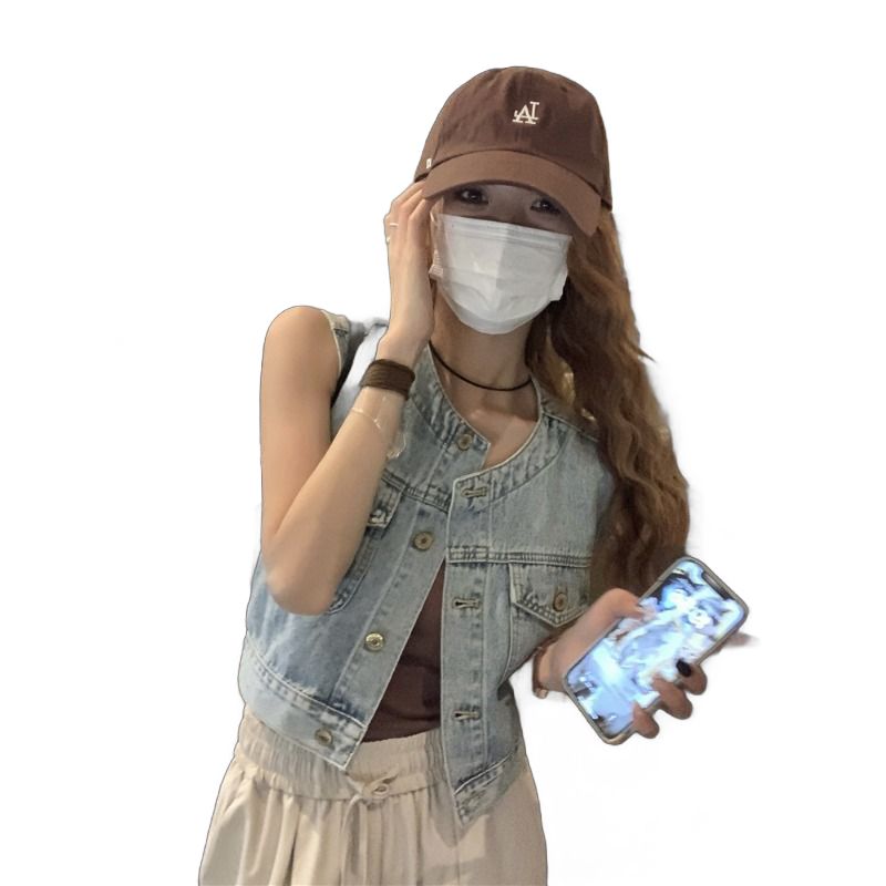 노카라 데님 크롭 청자켓
