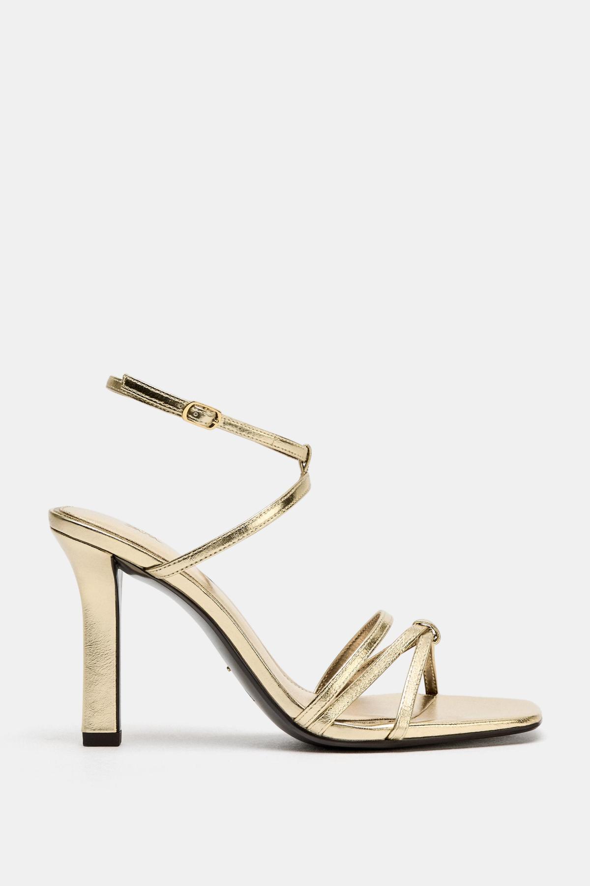 자라 메탈릭 앵클 스트랩 하이힐 샌들