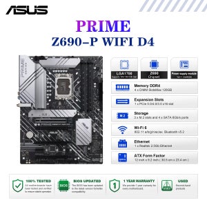 ASUS PRIME Z690-P WIFI D4 마더보드 소켓 LGA1700 CPU DDR4 5333(O.C) 메모리 칩셋 Z690 ATX 메인보드