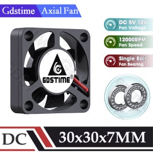Gdstime 3007 팬 5V 12V 쿨러 30MMx7MM 무소음 초박형 냉각 팬 3cm 마이크로 팬 (노트북, 블랙박스, 디퓨저, 가습기용)