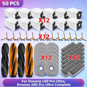 호환 가능 ( Dreame 드리미 L60 Pro Ultra, Dreame 드리미 X60 Pro Ultra Complete ) 진공 청소기 부품 메인 롤러 브러시 사이드 브러시 물걸