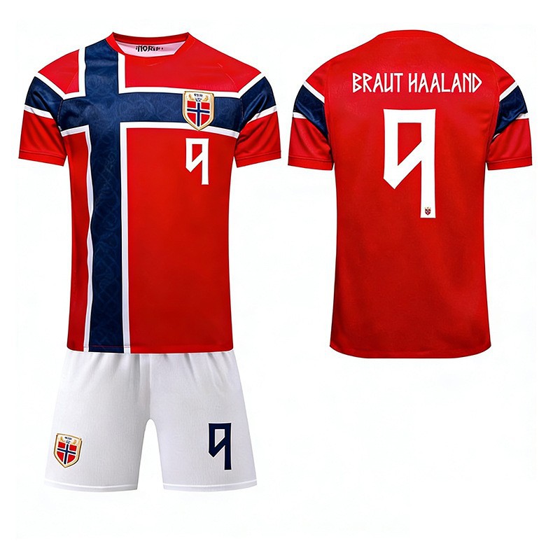 2026 월드컵 노르웨이 홀란드 9번 홈 유니폼 세트 국가대표 축구복 홀란드 팬 필수 소장템  9호  XS