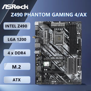ASROCK Z490 팬텀 게이밍 4/AX 마더보드 LGA 1200 인텔 Z490 DDR4 128GB ATX 지원 i3-10105 i3-10320 i7-10700KF i7-1070