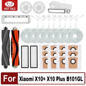 Xiaomi 로봇 진공 X10 + X10 Plus B101GL 예비 부품 액세서리 메인 사이드 브러시 Hepa 필터 먼지 봉투 걸레 걸레 스탠드 먼지 상자