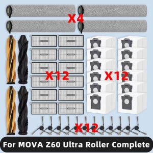 호환 가능 ( MOVA Z60 Ultra Roller Complete ) 예비 부품 액세서리 메인 사이드 브러시 먼지 봉투 롤러 걸레 필터와