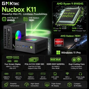 GMKtec 미니 PC K11 AMD R9 8945HS 게임용 미니 PC 32GB DDR5 1TB SSD 컴퓨터 PC 미니 컴퓨터 PC Win11 Pro 게임용 PC