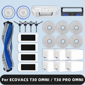 예비 부품 메인 사이드 브러시 헤파 필터 걸레 천 더스트 백 소모품과 호환 ECOVACS DEEBOOT T30 OMNI / T30 PRO OMNI