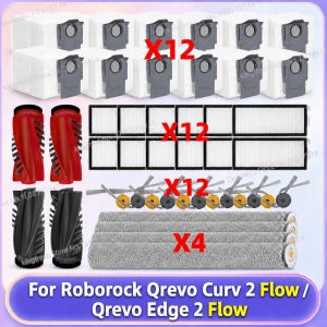 로보락 Roborock Qrevo Curv 2 Flow / Qrevo Edge 2 Flow 호환 진공청소기 부품 메인 롤러 사이드 브러시 HEPA 필터 걸레 천 먼지봉투 액세서리
