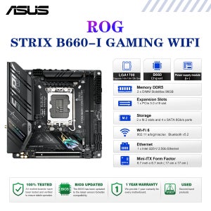 ASUS ROG STRIX B660-I 게이밍 WIFI 마더보드 LGA1700 DDR5 B660 미니 ITX 메인보드 코어 12세대-14세대 CPU PCIe 4.0 M.2 WiFi