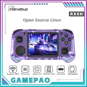 RX6H 레트로 휴대용 비디오 게임 콘솔 리눅스 시스템 3.5인치 IPS 화면 휴대용 비디오 플레이어 64GB 128GB PSP GBA