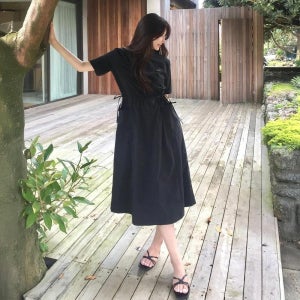 내셔널지오그래픽 N252WOP880 여성 프로즌큐브 라운드넥 원피스 CARBON BLACK