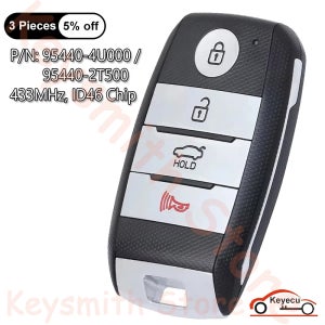 KEYECU 4 버튼 433MHz PCF7952 ID46 칩 기아 옵티마 2014 2015 자동 스마트 원격 키 Fob SY5XMFNA433 95440-4U000 95440-2T5